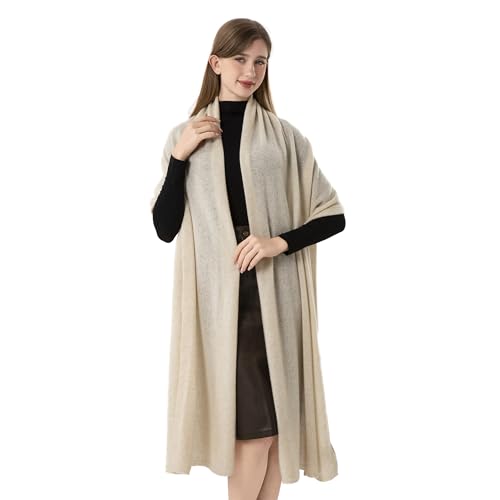 Cashmere Wrap Soft Knitted Scarf Stole for Women Airplane Travel Blanket Shawl 87x28 IN Extra Large Pashmina - color: Beige
