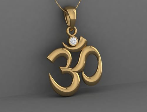 Sterling Silver 925 Om pendant Yoga Meditation Spiritual Necklace Charm Jewelry - color: Gold Plated