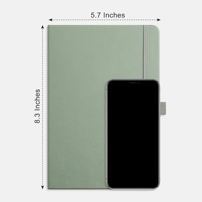 RETTACY Dotted Journal Notebook, 192 Pages, A5 Medium Size (5.7'' x 8.3''), Leather Hardcover, 100 GSM Thick Paper, for Journaling, Planning, Tracking (Sage Green) - color: Sage Green, style: Dotted