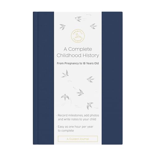 Promptly Journals, A Complete Childhood History: From Pregnancy to 18 Years Old (Navy Blue, Linen) | Baby Book and Pregnancy Journal | Baby Memory Book - color: Navy