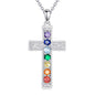 POPLYKE Chakra Necklace for Women 925 Sterling Silver Bar/Inifinity/Cross Necklace Mother Day Jewelry Gift for Women - style: cross