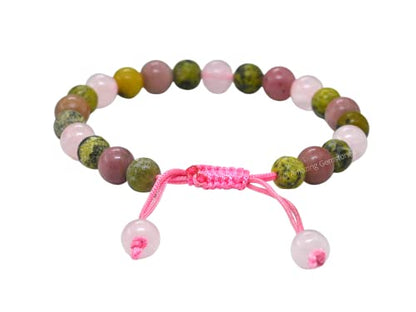 Amazing Gemstone Love Manifestation Bracelet - Serpentine Rhodonite Rose Quartz Bracelet Set for Men Women Healing Calming Anxiety Stress Relief Gifts Pulseras Para Hombres Mujer Stuffer (Adjustable) - color: Love