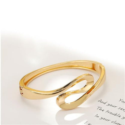 Minimalist Gold Bangle Bracelet, Polished Cuff Bracelets Stackable Birthday Gift for Women - color: Gold 2