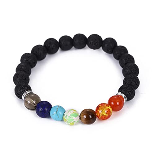 Healing Crystals Bracelet Handmade Natural Gemstones Beads Elastic Natural Stone Yoga Beads Bracelet Heart-Shaped, Modern Artisanal Beaded Unisex 7.6 inches Turquoise - color: Silver