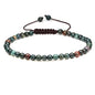 Keleny Natural Gemtones 4mm Round Beads Crystal Adjustable Braided Macrame Tassels Bracelets Unisex - color: Green Bloodstone Heliotrope