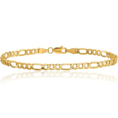 IceCarats 14K Yellow Gold 3.5mm Figaro Chain Link Bracelet, Polished