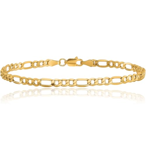 IceCarats 14K Yellow Gold 3.5mm Figaro Chain Link Bracelet, Polished