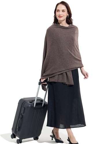 Soft Cashmere Blend Wrap Chic Scarf Stole for Women Wayfarer Travel Extra Large 87"x28" - color: Mottled Deep Brown
