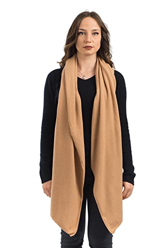 Dalle Piane Cashmere Womens Wool Cashmere Blend Stole Soft Italian Shawl Wrap for Wedding Evening Gift Made in Italy - color: Camel