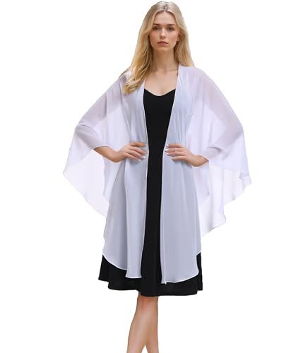 TONGFANTFL Shawls Wraps for Evening Wedding Party Chiffon Scarf Soft Bridal Wraps Wedding Guest Shawl Coverage - color: White
