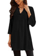 Poetsky Womens Tunic Tops 3/4 Bell Sleeve Loose Fit Tunics Dressy Casual Side Split Flare Top for Leggings S-3XL - color: Black, size: Small