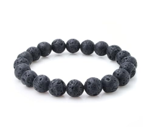 Adabele 1pc Natural Stretch Gemstone Bracelet 8mm (0.31") Bead 7 Inch to 8.5 inch Healing Crystal Energy Quartz Chakra Jewelry Women Unisex Birthday Gift - color: Lava Rock, size: 7 inch