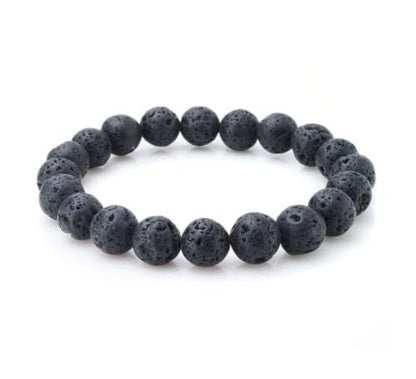 Adabele 1pc Natural Stretch Gemstone Bracelet 8mm (0.31") Bead 7 Inch to 8.5 inch Healing Crystal Energy Quartz Chakra Jewelry Women Unisex Birthday Gift - color: Lava Rock, size: 7.5 inch