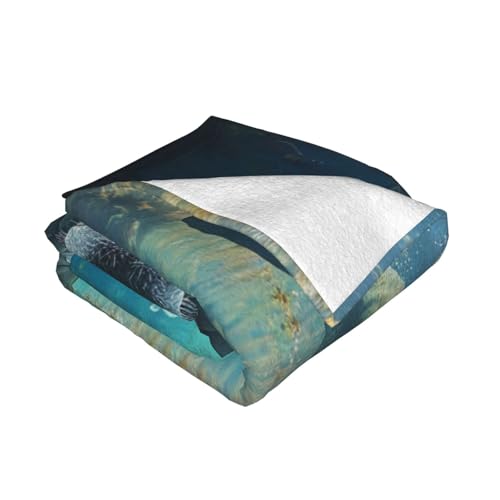 West Indian Sea Animals Prints Throw Blanket (320g Flannel) Anti-Pilling Warm Fuzzy Blankets for Bed Sofa Couch Travel 40x30 Inch - color: West Indian Sea Animals, size: 40x30 Inch