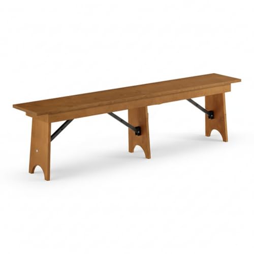 Vineyard 6' Barrel Brown Wood Folding Bench 12" x 72" - size: 72"