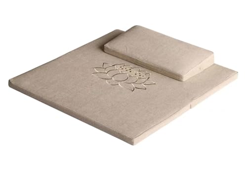 Meditation Cushion Yoga Mat and Pillow Set for Sitting On Floor(Size:80x80cm(31x31inch),Color:Khaki) - color: Khaki, size: 80x80cm(31x31inch)