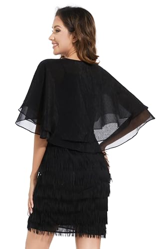 Women's Sheer Tencel Shawls and Wraps for Evening Dresses Soft Wedding Cape Lightweight Bridesmaid Scarves Cover Up - color: Black