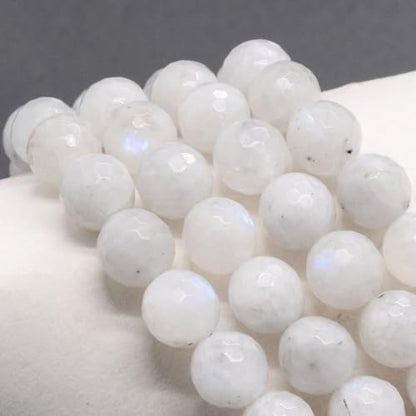 Justinstones Gemstone Crystals Chakra Beads Bracelet Crystal Healing 10mm Round Stretchable Bracelet for Her Gift - color: Faceted Moonstone