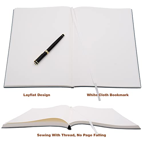 Large Blank Notebook Journal for Writing Drawing, Soft Faux Leather Cover, 100GSM Papers, 320 Pages, A4 8.4x11.4 inches Sketch Book(Green, Plain) - color: Green, Plain
