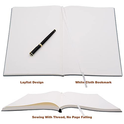 Large Blank Notebook Journal for Writing Drawing, Soft Faux Leather Cover, 100GSM Papers, 320 Pages, A4 8.4x11.4 inches Sketch Book(Green, Plain) - color: Green, Plain