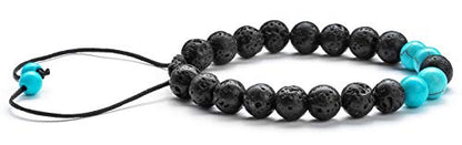 Men Women 8mm Lava Rock Aromatherapy Anxiety Essential Oil Diffuser Bracelet Braided Rope Natural Stone Yoga Gifts Beads Bracelet Bangle-21017 - style: Turquoise