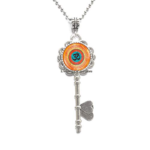 Boho Om Key Necklace, Yoga Meditation Pendant, Spiritual Yoga Jewelry gift, Buddhist amulet Key Necklace, om pendant,M64