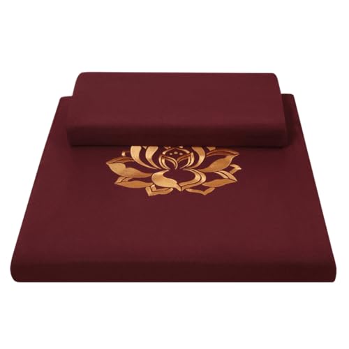 Square Meditation Cushion Mat Set with Washable Velvet Cover, Larger Thick Yoga Mat Bolster Floor Pillows Seating for Adults Upgraded Meditation Accessories red-70 * 5cm - color: Red, size: 70*5cm