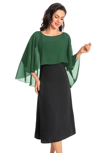 Baoqiya Women's Capelet Shawls and Wraps for Evening Dresses Soft Bridesmaid Shawl Chiffon Cape Wedding Cover Up - color: Dark Green