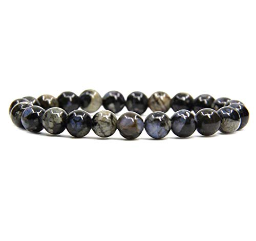 Angelstones Handmade Natural Healing Gemstone 8mm Round Beads Stretch Crystal Bracelet 7 Inch Unisex - color: Llanite