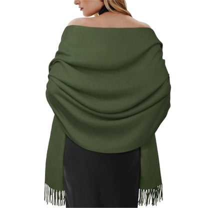 Winter Scarf for Women Pashmina Shawls and Wraps for Evening Dresses Wedding Party Bridesmaid Warm Long Scarves Shawl - color: Green
