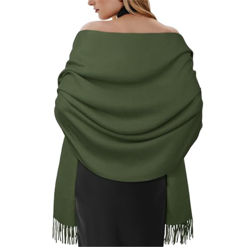 Winter Scarf for Women Pashmina Shawls and Wraps for Evening Dresses Wedding Party Bridesmaid Warm Long Scarves Shawl - color: Green
