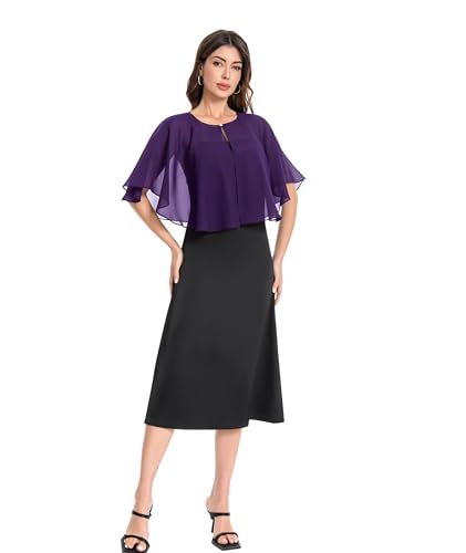 Baoqiya Capelets for women Chiffon Cape Soft Shawls and Wraps Wedding Capes 1920s flapper Cover Up - color: Purple