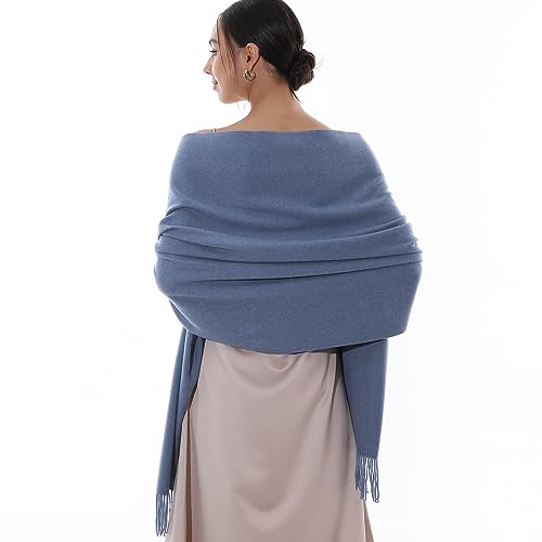 RIIQIICHY Winter Scarfs for Women Pashmina Shawls Wraps for Evening Dresses Large Warm Soft Scarves - color: Blue