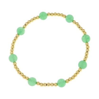 Gold Beaded Stack Bracelets for Women, Handmade Colorful Natural Beads Stackable Stretch Bracelet Everyday Fashion Jewelry Gift. - color: green gold