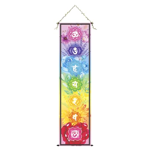 DigiTizerArt Hanging Poster Canvas Wall Art Banner for Meditation 7 Chakras Yoga Painting | Wall Hanging Tapestry Decoration Black and White | 33 x 135 cm (Style-C) - color: Style-C