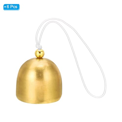 PATIKIL 6 Pcs Wind Chime, Hanging Bells Temple Bells Retro Outdoor Hanging Metal Chinese Wind Chime Round for Outside Garden Camping, Gold White - color: Gold White