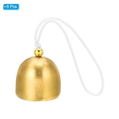 PATIKIL 6 Pcs Wind Chime, Hanging Bells Temple Bells Retro Outdoor Hanging Metal Chinese Wind Chime Round for Outside Garden Camping, Gold White - color: Gold White