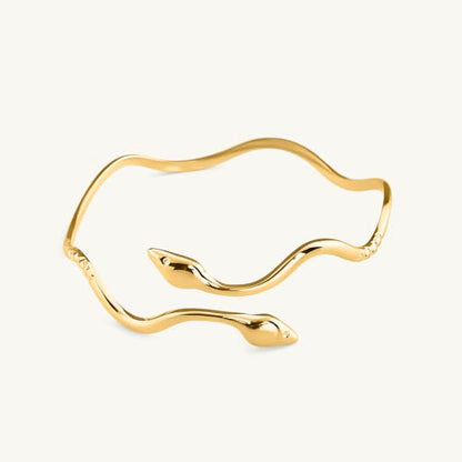 PALMONAS Minimalist Golden Ripple Snake Bracelet for Womens Waterproof & Anti-Tarnish