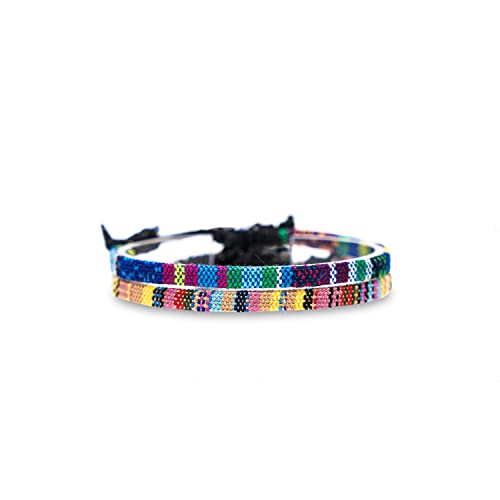 Made by Nami 2 Pcs Boho Surfer Bracelets for Women and Men Waterproof and Adjustable Braided Bracelets Set of 2 for Ethnic Hippie Style - color: Turquoise & Yellow