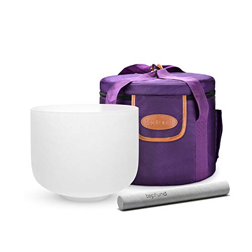 TOPFUND 528 Hz Solfeggio Crystal Singing Bowl 8 inch with Heavy Duty Carrying Case and Suede Mallet - color: 528Hz Singing Bowl, size: 8 inch