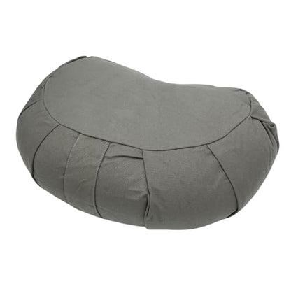 Yinhing Half Moon Meditation Cushion Filled with Buckwheat Hulls Premium Soft Cotton Cover Ergonomically Designed Meditation Pillow Comfortable Support for Mindfulness Practice - color: Gray