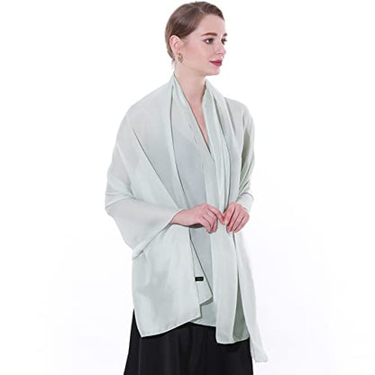 Womens Scarf Pashmina Shawls and Wraps for Evening Dresses Like Chiffon Silk Scarf for Bridal Weddings - color: Green-2