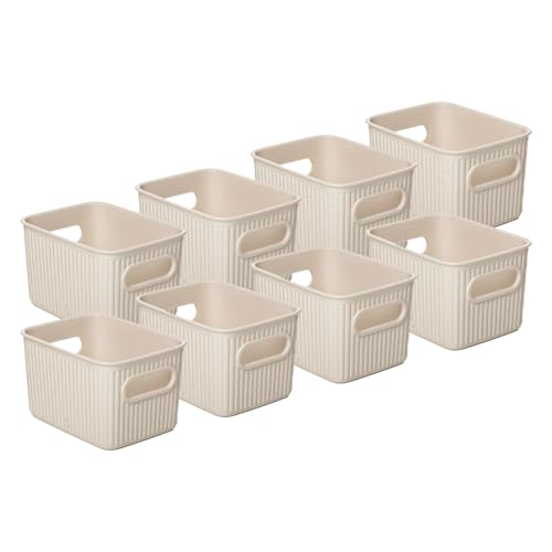 Superio Eco-Friendly Decorative Plastic Basket Open Home Storage Bins Organizer Baskets, Small (8 Pack) Container Boxes for Organizing Closet Storage Bins for Shelves Drawer Shelf 1.5 Liter - color: Eco-Friendly, size: 1.5 Liter (8 Pack)