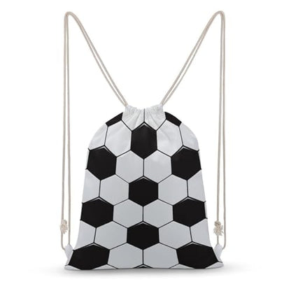 Soccer Ball White And Black Portable Canvas Drawstring Backpack with Drawstring Pockets 35x50cm - color: Soccer Ball White and Black, size: 35x50cm