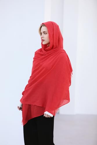 Pashmina Shawl Party Wraps Evening Dress Bridesmaid Long Cotton Scarves for Wedding - color: Pure Red 5
