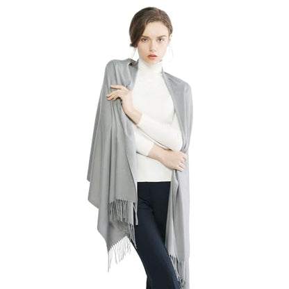 RIIQIICHY Women's Scarf Pashmina Shawls and Wraps for Evening Dress Bridesmaid Wedding Bridal Winter Warm Long Large Scarves - color: Light Grey