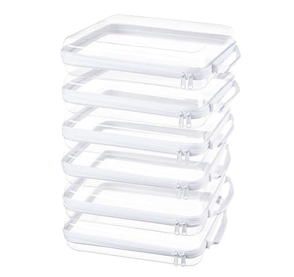 6-Pack Clear Bag Hard Shell Zipper Case with Handle, 1.3mm Thick Rigid Pouch for Craft Organizers and Storage, Large 12.6" Square Containers for Board Games, Puzzles & Toys - size: 6 Handle XL
