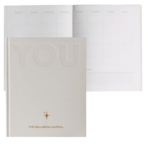 YOU – The Well-being Journal by Olive + Page – 6-Month Guided Self Care Journal with Gratitude Prompts, Daily Planner, Habit Tracker, and Reflection – Undated Wellness Journal – Linen Gold Foil Cover (Sand) - color: Sand