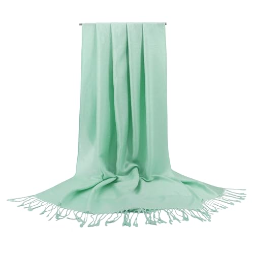 Silky Paisley Pashmina Shawl Scarf-Women's Soft Double-side Jacquard Pashminas Wrap for Evening Dress Travel Shawl - color: A-light Green