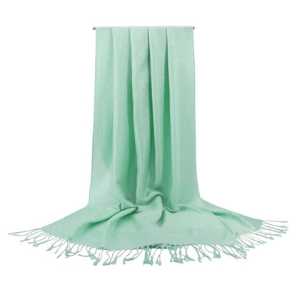 Silky Paisley Pashmina Shawl Scarf-Women's Soft Double-side Jacquard Pashminas Wrap for Evening Dress Travel Shawl - color: A-light Green